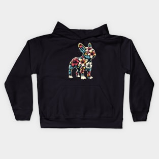 French bulldog silhouette and colorful tropical flowers, French bulldog lovers, gift for French bulldog  lovers Kids Hoodie